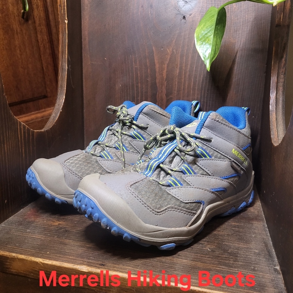 Merrell Kids Gray and Blue Hiking Boots